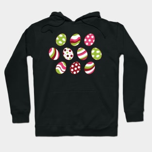 Egg Pattern | Pink Green | Stripes Clouds Flowers Dots | Black Hoodie